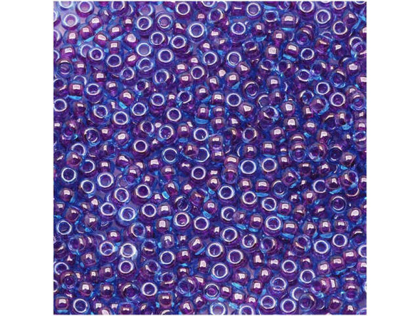 TOHO Glass Seed Bead, Size 11, 2.1mm, Inside-Color Aqua/Purple-Lined (Tube)