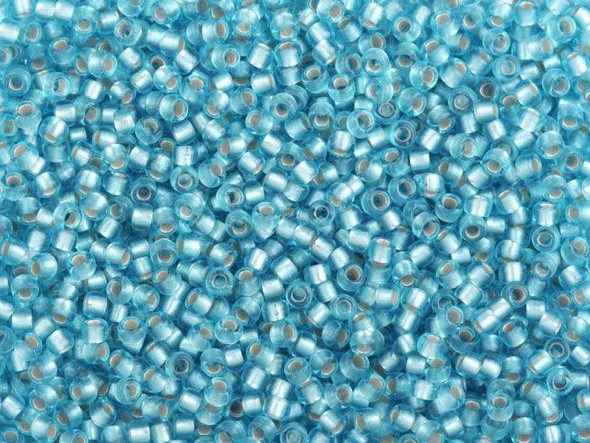 TOHO Glass Seed Bead, Size 11, 2.1mm, Silver-Lined Frosted Aquamarine (Tube)