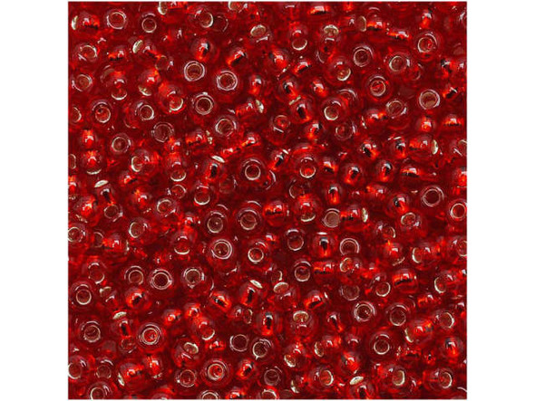 TOHO Glass Seed Bead, Size 11, 2.1mm, Silver-Lined Ruby (Tube)