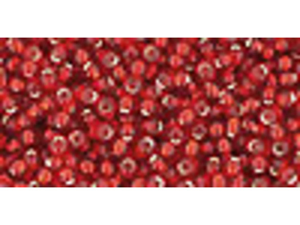 TOHO Glass Seed Bead, Size 11, 2.1mm, Silver-Lined Ruby (Tube)