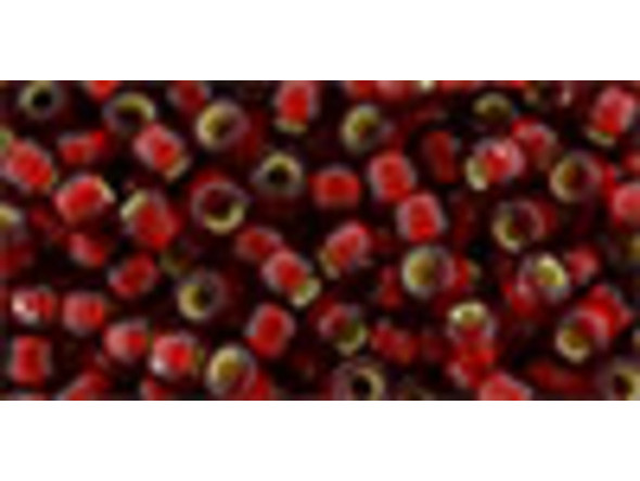 TOHO Glass Seed Bead, Size 11, 2.1mm, Silver-Lined Frosted Ruby (Tube)