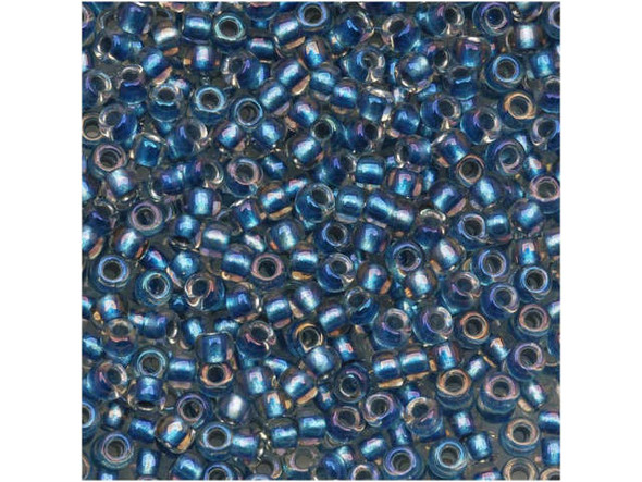 TOHO Glass Seed Bead, Size 11, 2.1mm, Inside-Color Rainbow Crystal/Lt Capri-Lined (Tube)