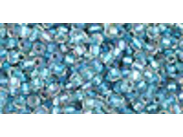 TOHO Glass Seed Bead, Size 11, 2.1mm, Inside-Color Rainbow Crystal/Lt Capri-Lined (Tube)