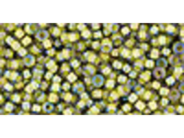 TOHO Glass Seed Bead, Size 11, 2.1mm, Inside-Color Luster Black Diamond/Opaque Yellow-Lined (Tube)