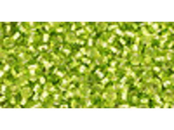 TOHO Glass Seed Bead, Size 11, 2.1mm, Silver-Lined Lime Green (Tube)