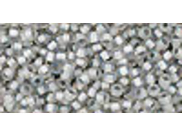 TOHO Glass Seed Bead, Size 11, 2.1mm, Inside-Color Rainbow Crystal/Gray-Lined (Tube)