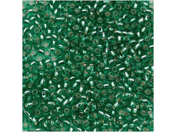 TOHO Glass Seed Bead, Size 11, 2.1mm, Silver-Lined Dk Peridot (Tube)