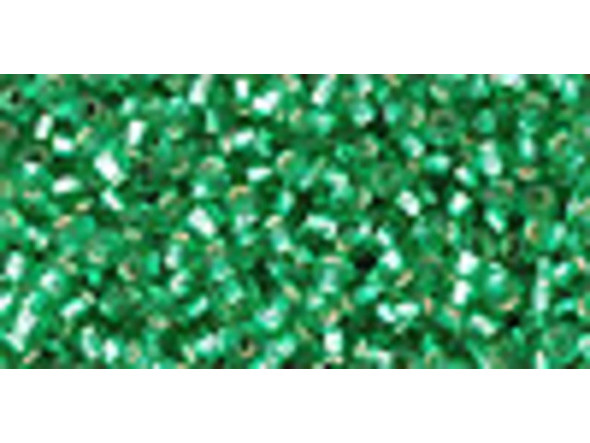 TOHO Glass Seed Bead, Size 11, 2.1mm, Silver-Lined Dk Peridot (Tube)