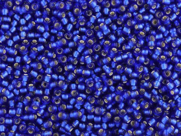 TOHO Glass Seed Bead, Size 11, 2.1mm, Silver-Lined Frosted Dk Sapphire (Tube)