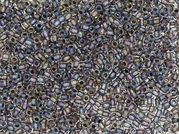 TOHO Glass Seed Bead, Size 11, 2.1mm, Inside-Color Gold-Luster Crystal/Opaque Gray-Lined (Tube)