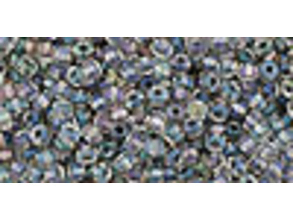 TOHO Glass Seed Bead, Size 11, 2.1mm, Inside-Color Gold-Luster Crystal/Opaque Gray-Lined (Tube)