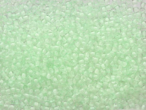 TOHO Glass Seed Bead, Size 11, 2.1mm, Glow In The Dark - Mint Green/Bright Green (Tube)