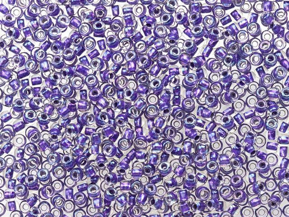 TOHO Glass Seed Bead, Size 11, 2.1mm, Inside-Color Rainbow Crystal/Metallic Purple-Lined (Tube)