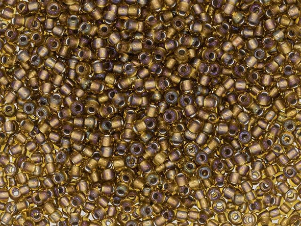 TOHO Glass Seed Bead, Size 11, 2.1mm, Gold-Lined Rainbow Topaz (Tube)