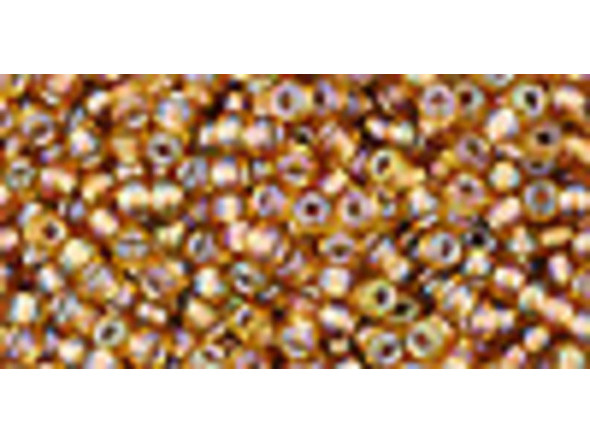 TOHO Glass Seed Bead, Size 11, 2.1mm, Gold-Lined Rainbow Topaz (Tube)