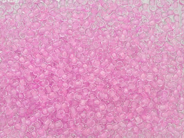 TOHO Glass Seed Bead, Size 11, 2.1mm, Glow In The Dark - Dark Pink/Green Pink (Tube)