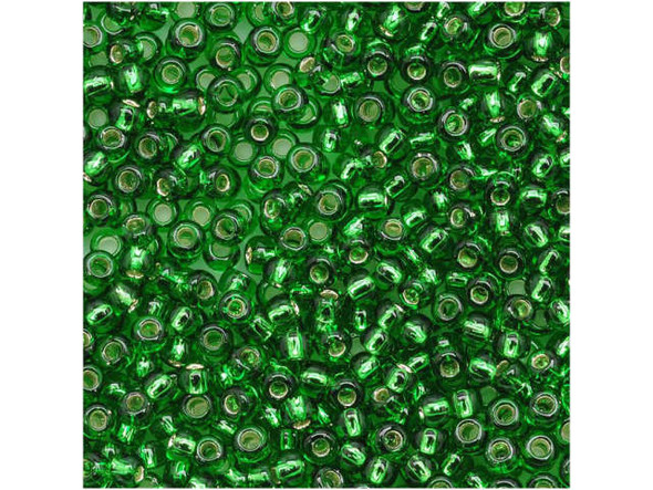 TOHO Glass Seed Bead, Size 11, 2.1mm, Silver-Lined Grass Green (Tube)