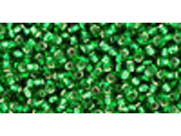 TOHO Glass Seed Bead, Size 11, 2.1mm, Silver-Lined Grass Green (Tube)