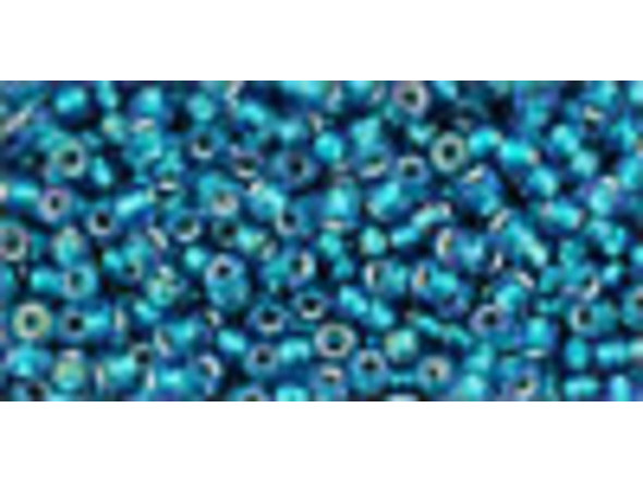 TOHO Glass Seed Bead, Size 11, 2.1mm, Inside-Color Rainbow Crystal/Green Teal-Lined (Tube)