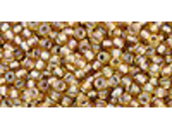 TOHO Glass Seed Bead, Size 11, 2.1mm, Inside-Color Rainbow Lt Topaz/Gray-Lined (Tube)