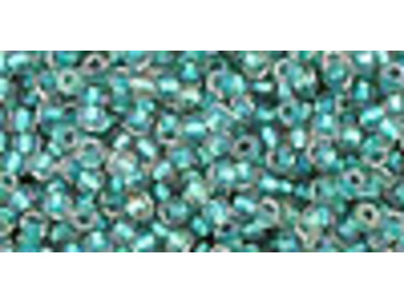 TOHO Glass Seed Bead, Size 11, 2.1mm, Inside-Color Rainbow Crystal/Teal-Lined (Tube)
