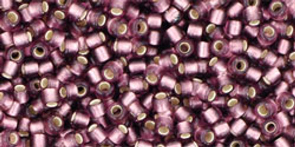 TOHO Glass Seed Bead, Size 11, 2.1mm, Silver-Lined Frosted Med Amethyst (tube)