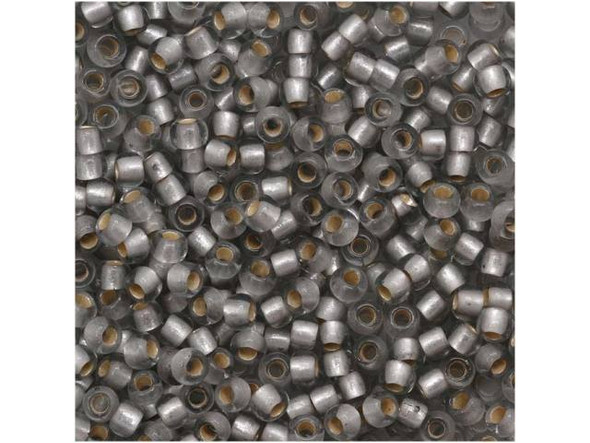 TOHO Glass Seed Bead, Size 11, 2.1mm, Silver-Lined Frosted Black Diamond (Tube)