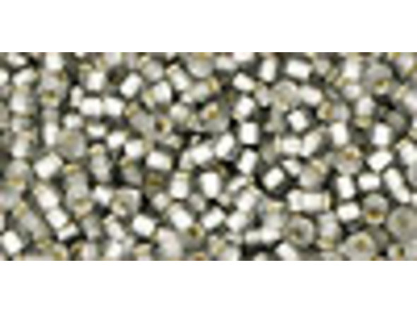 TOHO Glass Seed Bead, Size 11, 2.1mm, Silver-Lined Frosted Black Diamond (Tube)