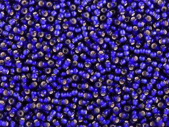 TOHO Glass Seed Bead, Size 11, 2.1mm, Silver-Lined Frosted Cobalt (Tube)