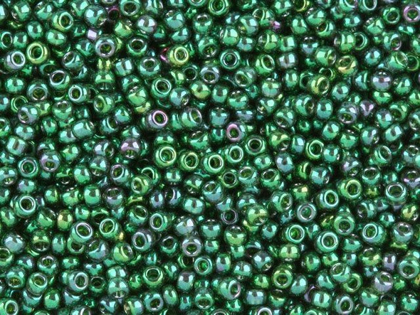 TOHO Glass Seed Bead, Size 11, 2.1mm, Gold-Lustered Emerald (Tube)