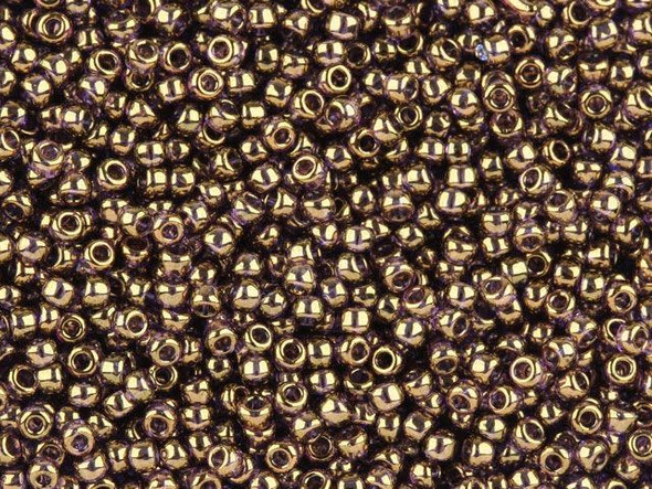 TOHO Glass Seed Bead, Size 11, 2.1mm, Gold-Lustered Lt Tanzanite (Tube)
