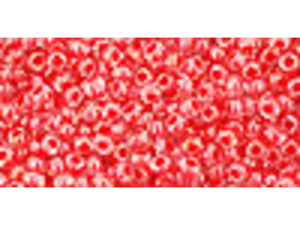 TOHO Glass Seed Bead, Size 11, 2.1mm, Inside-Color Crystal/Tomato-Lined (Tube)