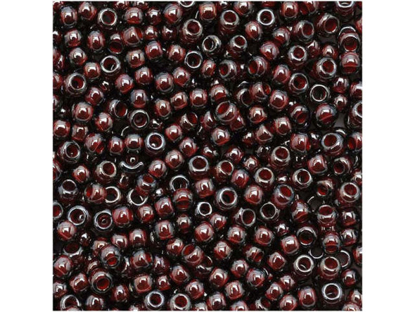 TOHO Glass Seed Bead, Size 11, 2.1mm, Inside-Color Montana Blue/Oxblood-Lined (Tube)