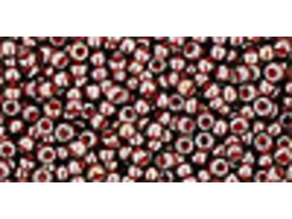 TOHO Glass Seed Bead, Size 11, 2.1mm, Inside-Color Montana Blue/Oxblood-Lined (Tube)