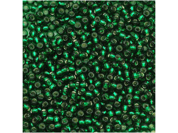 TOHO Glass Seed Bead, Size 11, 2.1mm, Silver-Lined Green Emerald (Tube)