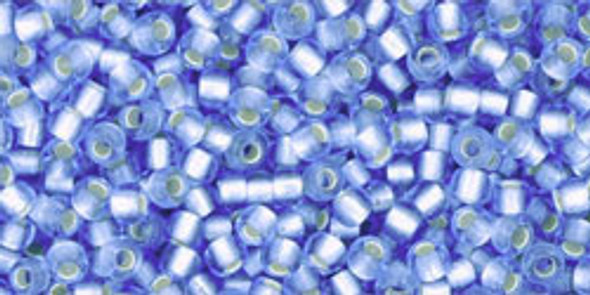 TOHO Glass Seed Bead, Size 11, 2.1mm, Silver-Lined Frosted Lt Sapphire (tube)