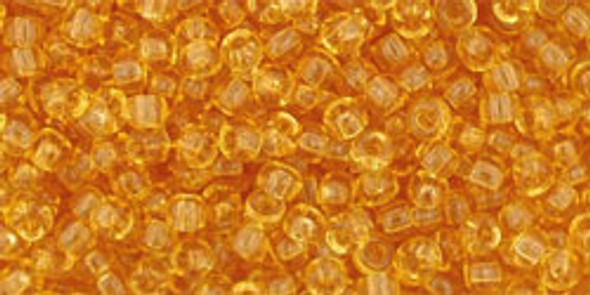 TOHO Glass Seed Bead, Size 11, 2.1mm, Transparent Med Topaz (tube)