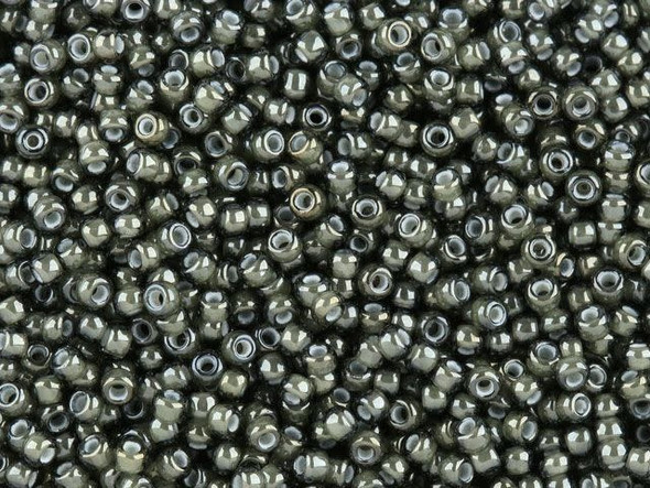 TOHO Glass Seed Bead, Size 11, 2.1mm, Inside-Color Black Diamond/White-Lined (Tube)