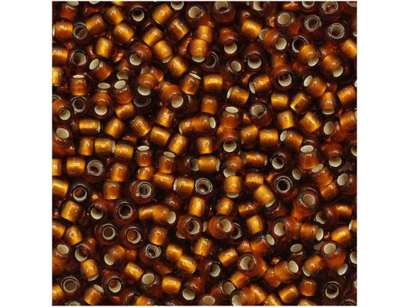 TOHO Glass Seed Bead, Size 11, 2.1mm, Silver-Lined Frosted Smoky Topaz (Tube)
