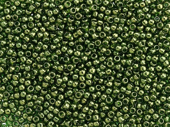 TOHO Glass Seed Bead, Size 11, 2.1mm, Gold-Lustered Fern (Tube)