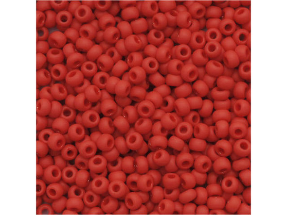 TOHO Glass Seed Bead, Size 11, 2.1mm, Opaque-Frosted Pepper Red (Tube)