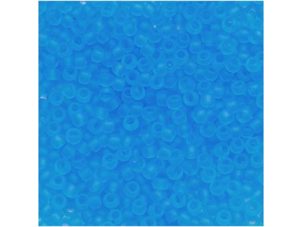 TOHO Glass Seed Bead, Size 11, 2.1mm, Transparent-Frosted Med Aquamarine (Tube)