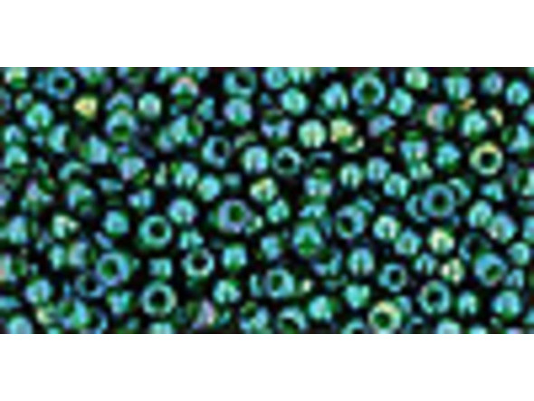 TOHO Glass Seed Bead, Size 11, 2.1mm, Inside-Color Rainbow Montana Blue/Opaque Green-Lined (Tube)