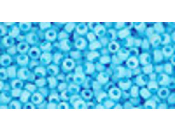 TOHO Glass Seed Bead, Size 11, 2.1mm, Opaque-Frosted Blue Turquoise (Tube)