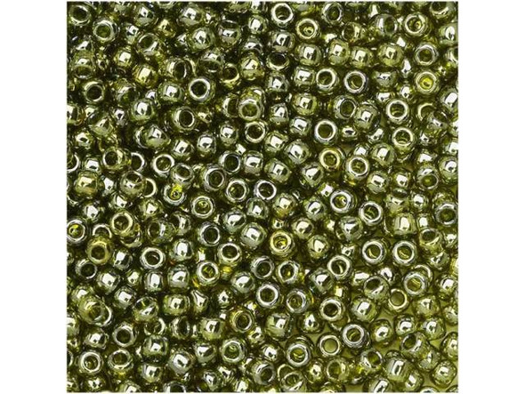 TOHO Glass Seed Bead, Size 11, 2.1mm, Gold-Lustered Green Tea (Tube)