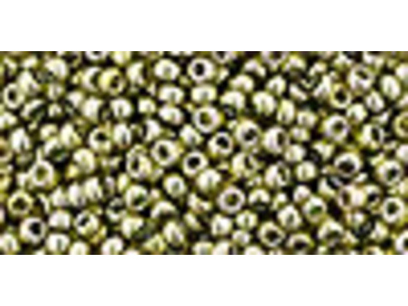 TOHO Glass Seed Bead, Size 11, 2.1mm, Gold-Lustered Green Tea (Tube)