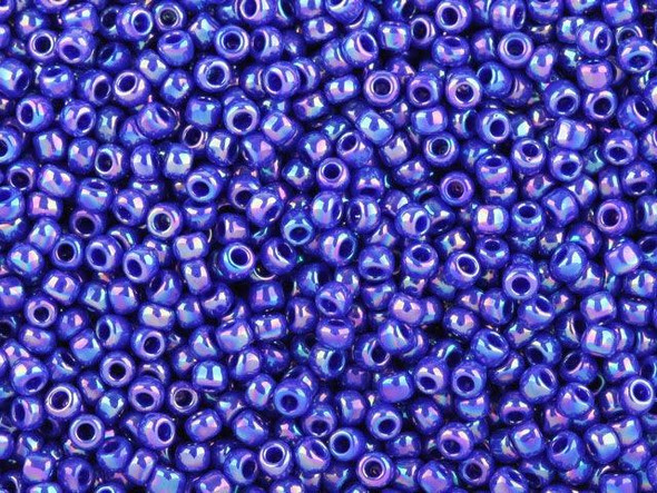 TOHO Glass Seed Bead, Size 11, 2.1mm, Opaque-Rainbow Navy Blue (Tube)