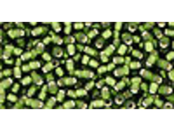 TOHO Glass Seed Bead, Size 11, 2.1mm, Silver-Lined Frosted Olive (Tube)