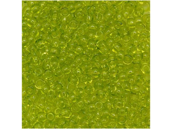 TOHO Glass Seed Bead, Size 11, 2.1mm, Transparent Lime Green (Tube)