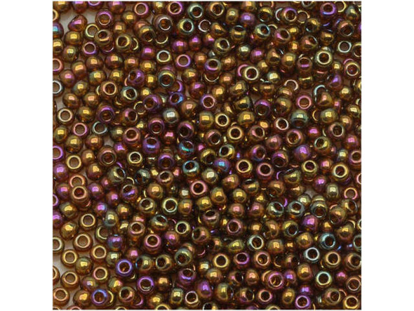 TOHO Glass Seed Bead, Size 11, 2.1mm, Gold-Lustered Dk Topaz (Tube)